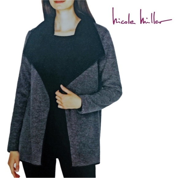Nicole Miller Cardigan Jacket Coat Sherpa Lined Duster Large Lapel Cosy Warm - Picture 1 of 9